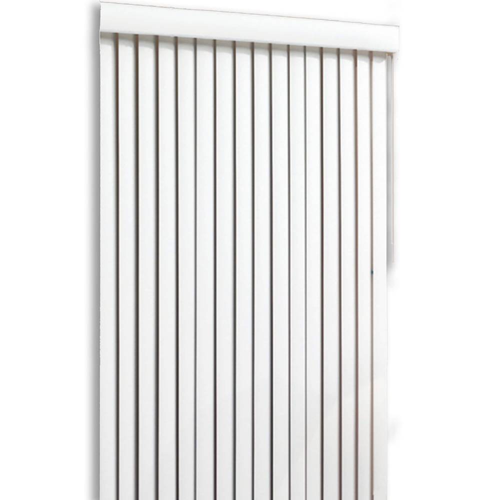 Project Source Room darkening vertical 3.5-in Slat Width 66-in x 84-in Cordless White Vinyl Room Darkening Vertical Blinds | 94932