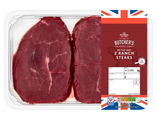 Morrisons The Butcher's on Market Street British Beef Ranch Steaks (2 pack)