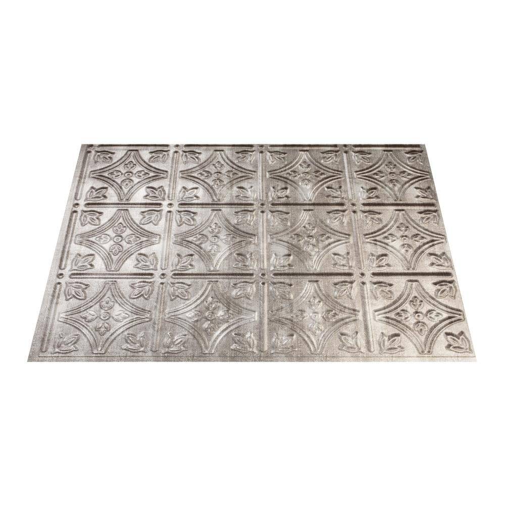 Fasade Traditional 1 18.5-in x 24.5-in Cross Hatch Silver Backsplash Panels | B50-21