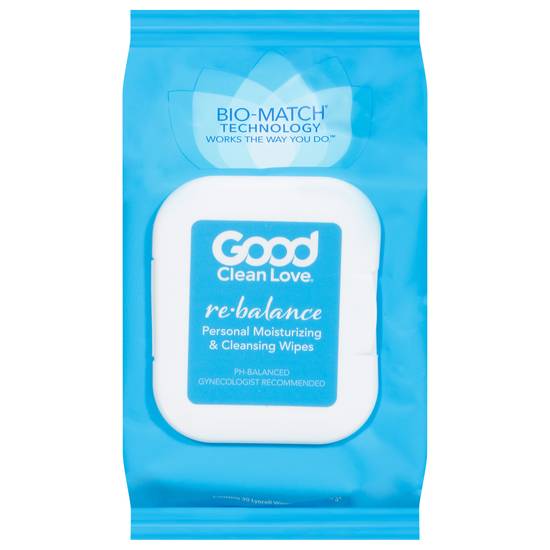 Good Clean Love Bio Match Technology Re Balance Personal Moisturizing & Cleansing Wipes (30 ct)