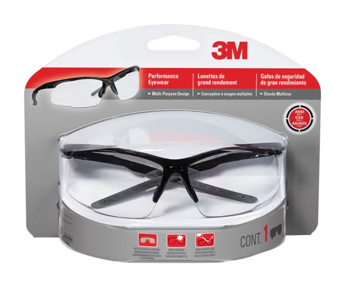 3M Anti-Fog Safety Glasses Clear Lens Black Frame 1 Pc