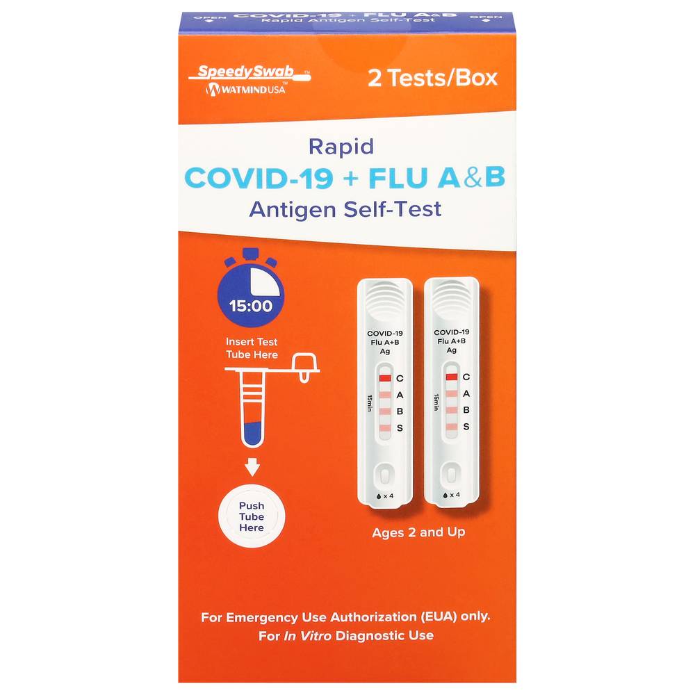 SpeedySwab Rapid Covid-19 + Flu A&B Antigen Self-Test (2 ct)