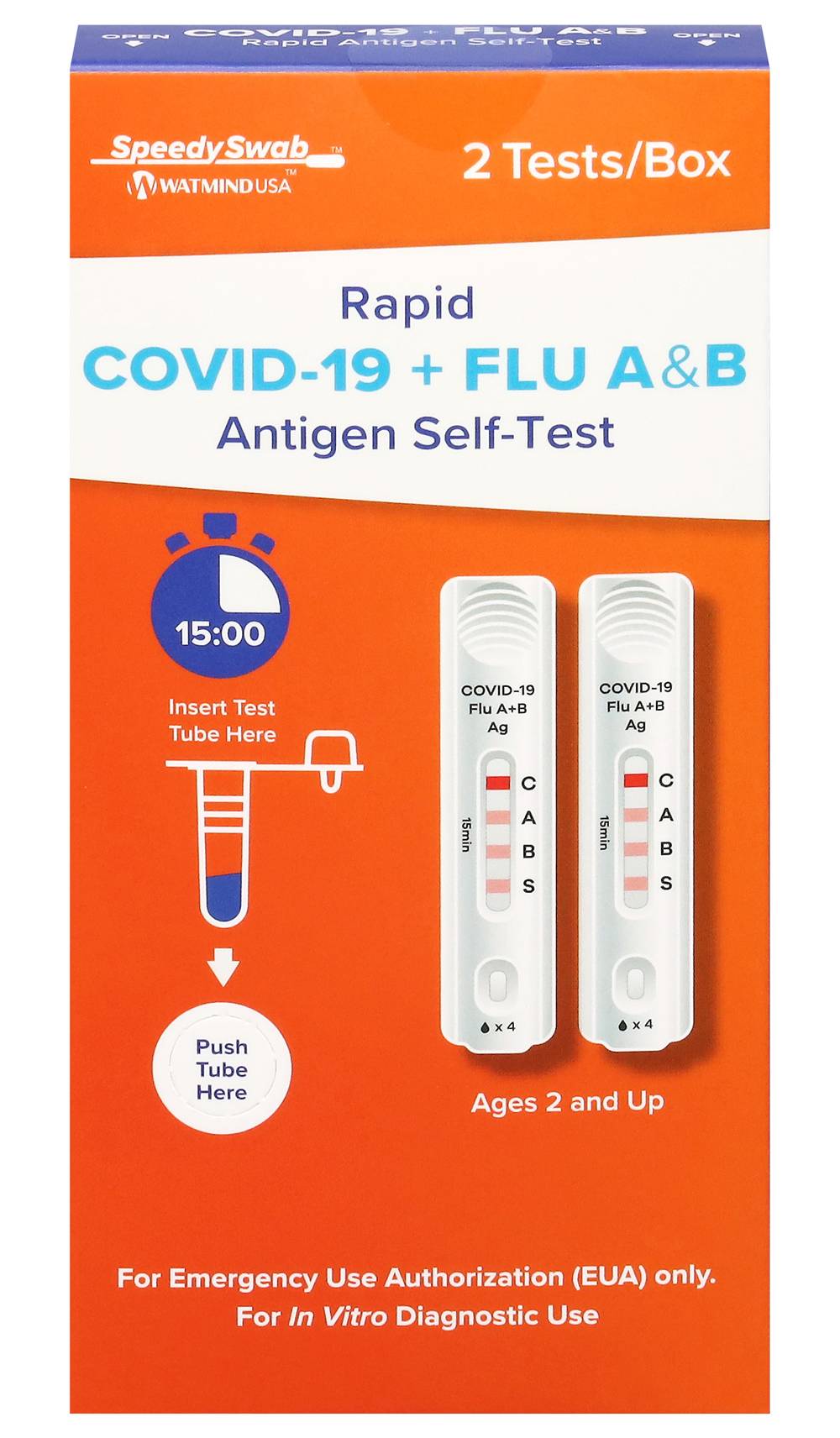 SpeedySwab Rapid Covid-19 + Flu A&B Antigen Self-Test (2 ct)
