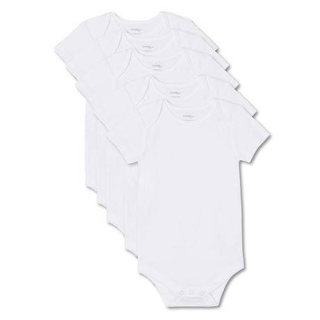 George Infants'' Unisex Short Sleeve Bodysuits 5-Pack (Color: White, Size: 12-18 Months)