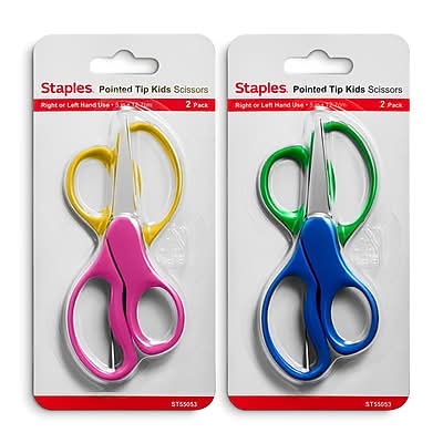 TRU RED Kids Pointed Tip Stainless Steel Scissors, Multicolor (2 ct)