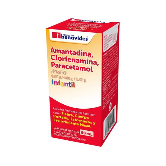 Farmacias Benavides amanditina, clorfenamina, paracetamol jarabe infantil 0.50 g/0.02 g/3.00 g