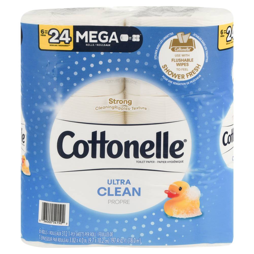 Cottonelle Ultra Clean Mega Toilet Paper Rolls (6 ct)(3.82 in x 4 in)