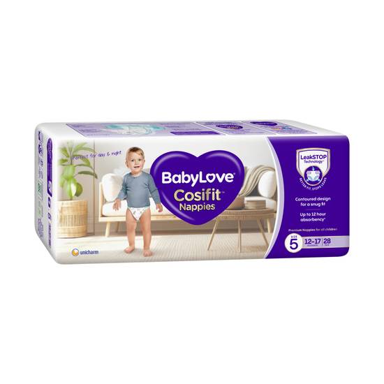 Babylove Cosifit Nappies Size 5 12-17kg (28 pack)