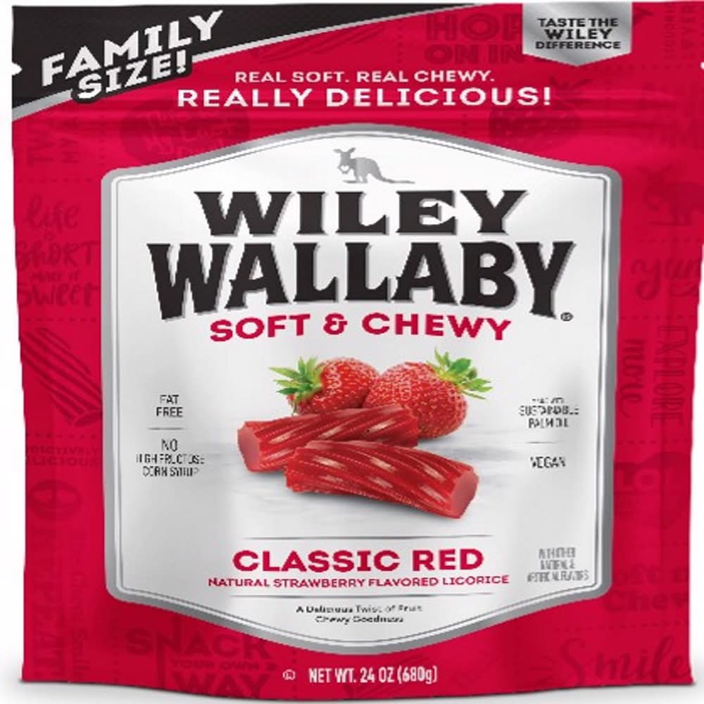 Wiley Wallaby Classic Red Strawberry Licorice Chewy Candy 24 Oz
