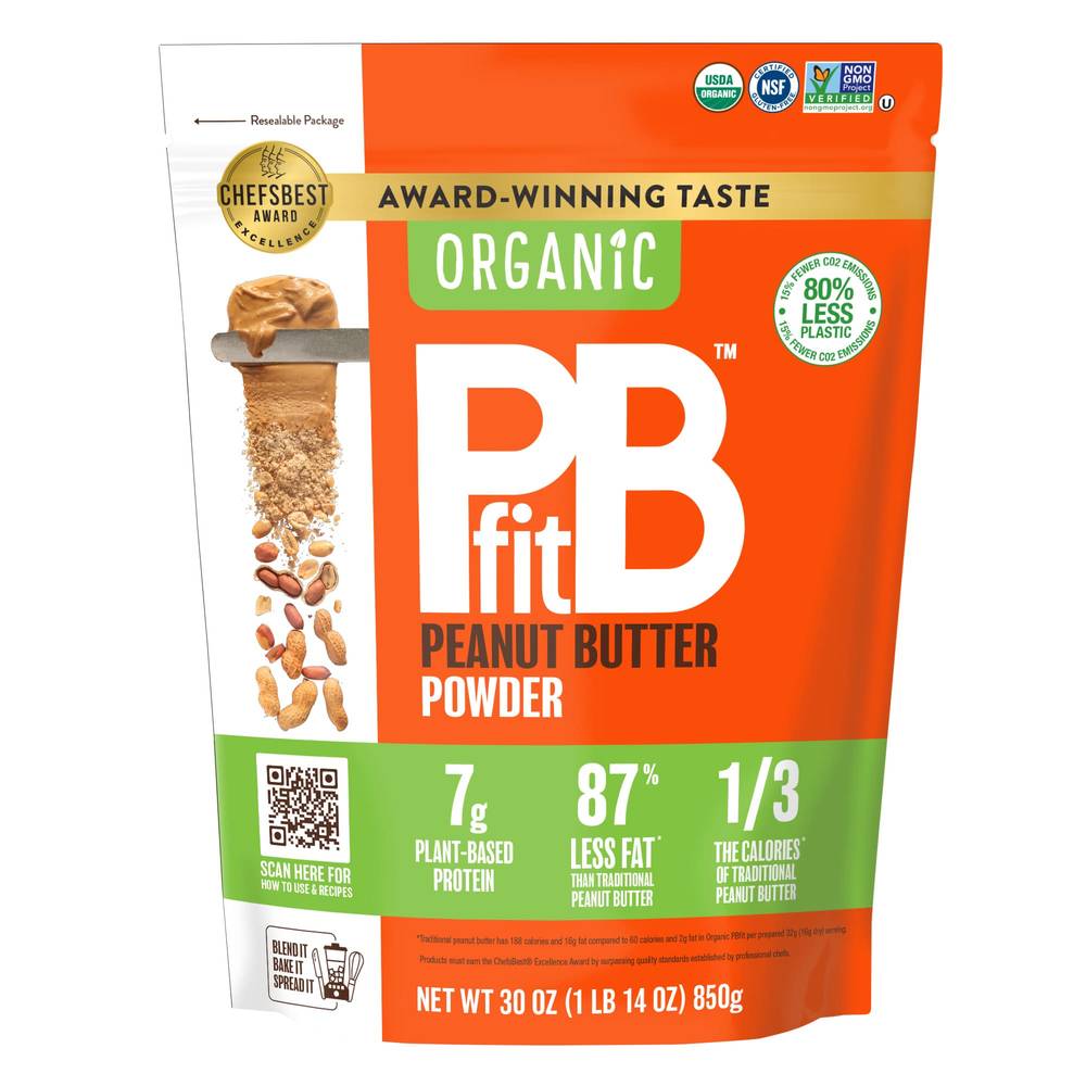 Pbfit Organic Peanut Butter Powder Pouch, 30 oz