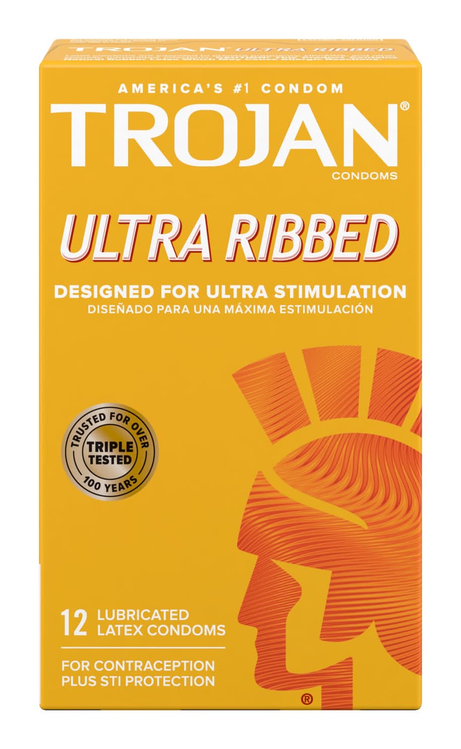 Trojan Ultra Ribbed Lubricated Condoms (1.6 oz, 12 ct)