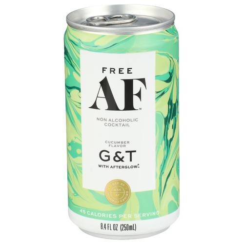 Free Af Drinks Company Cucumber Flavor G&T With Afterglow Non Alcoholic Cocktail