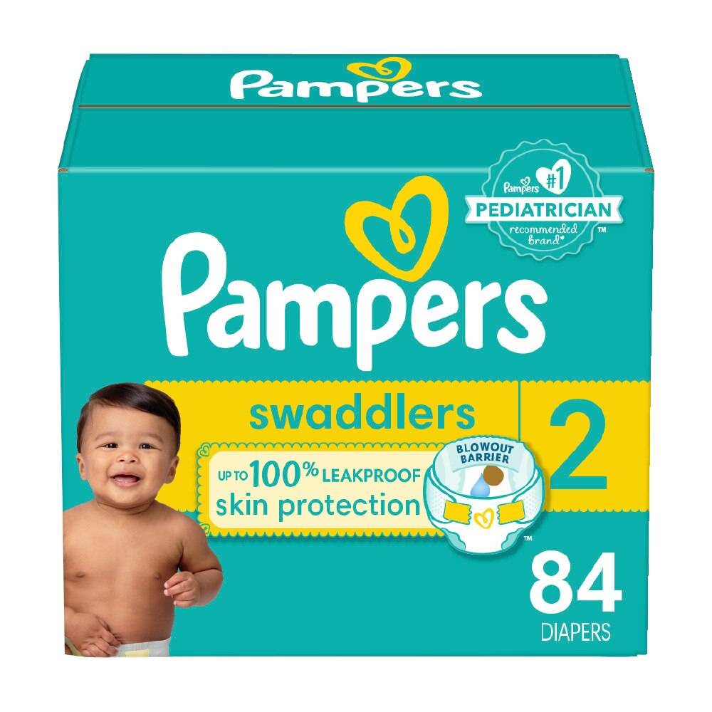 Pampers Swaddlers Diapers, Size 2, 84 CT