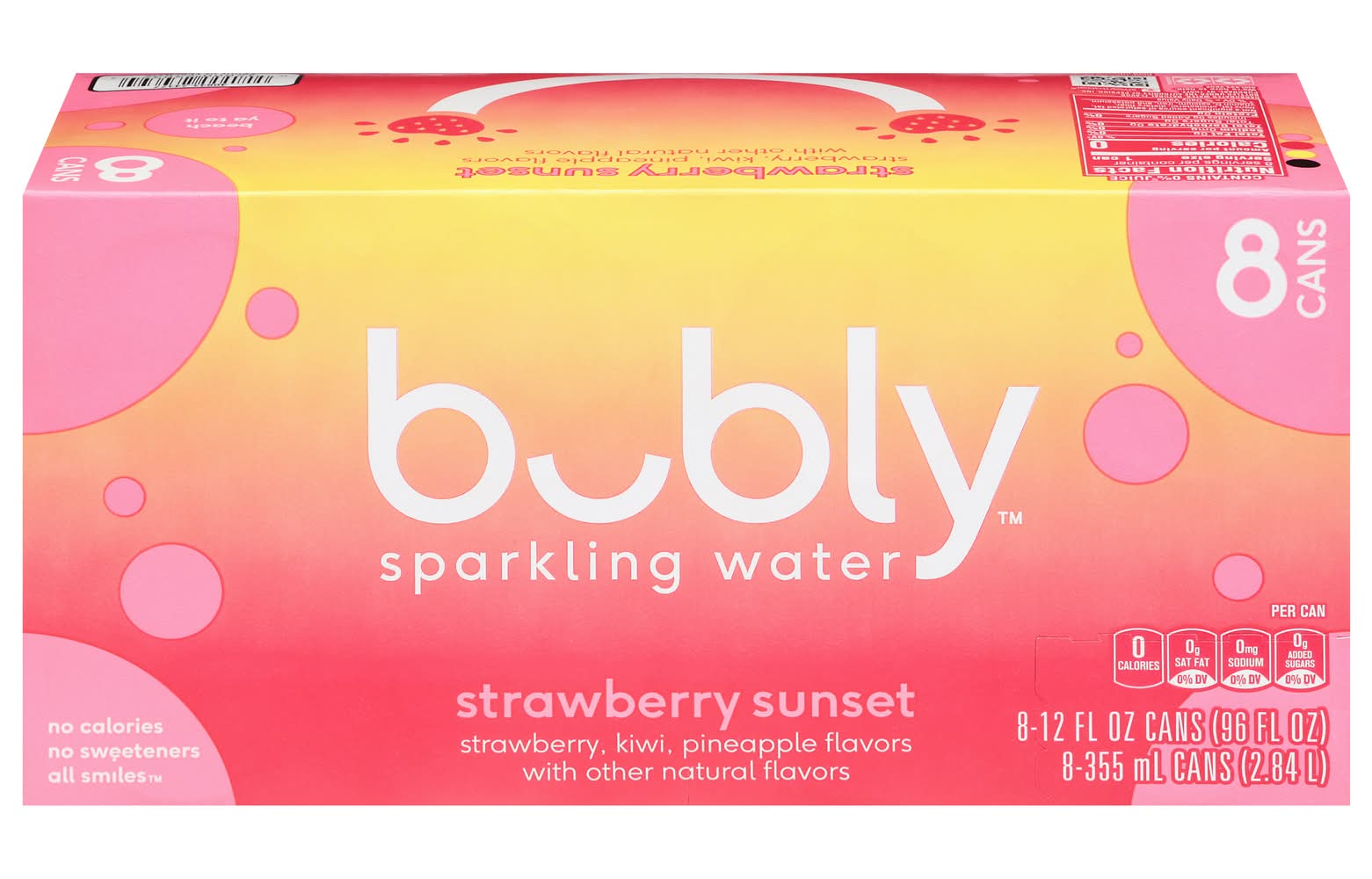 bubly Sunset Sparkling Water, Assorted (8 x 12 fl oz)