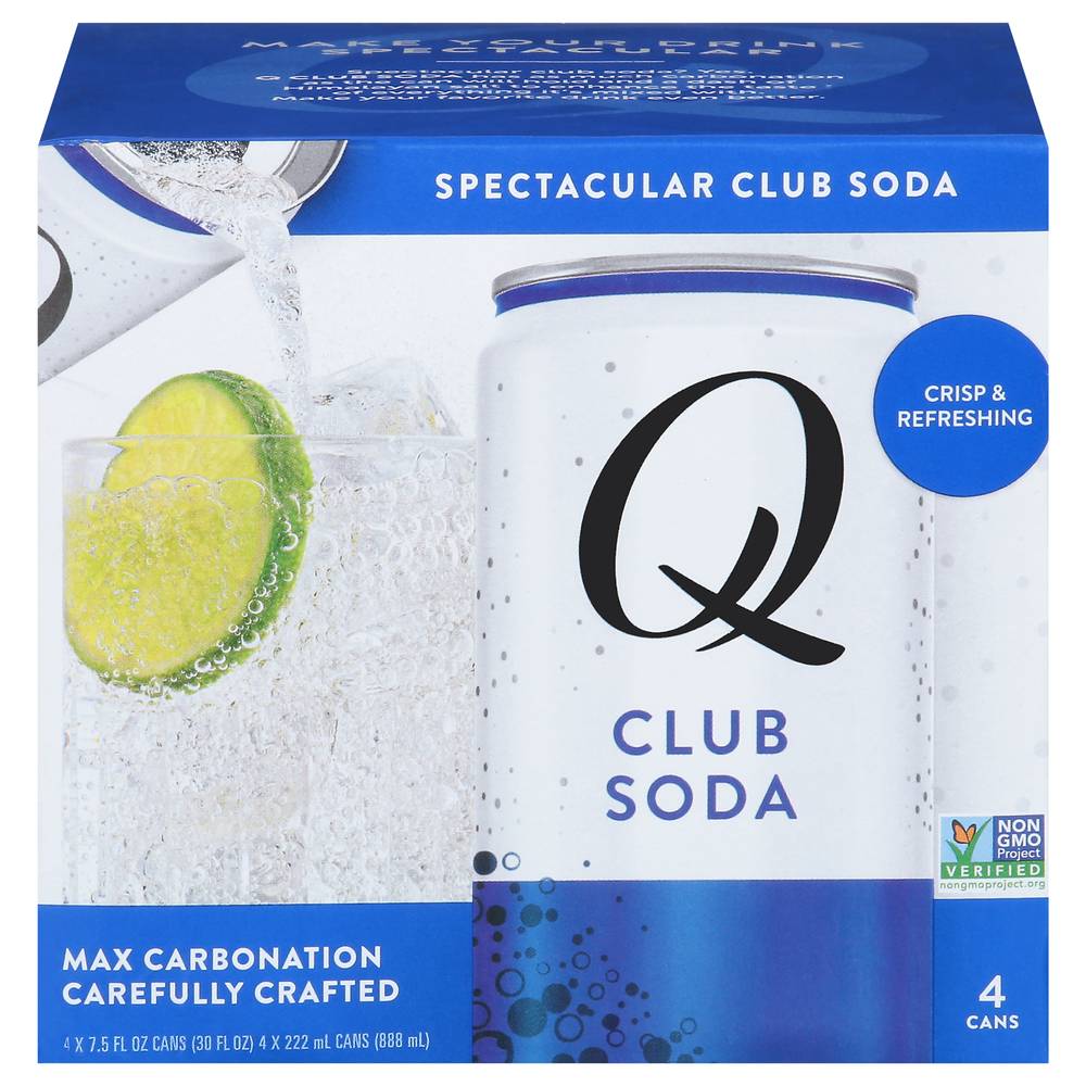 Q Mixers Club Soda Mixer Cans (4 x 7.5 fl oz)