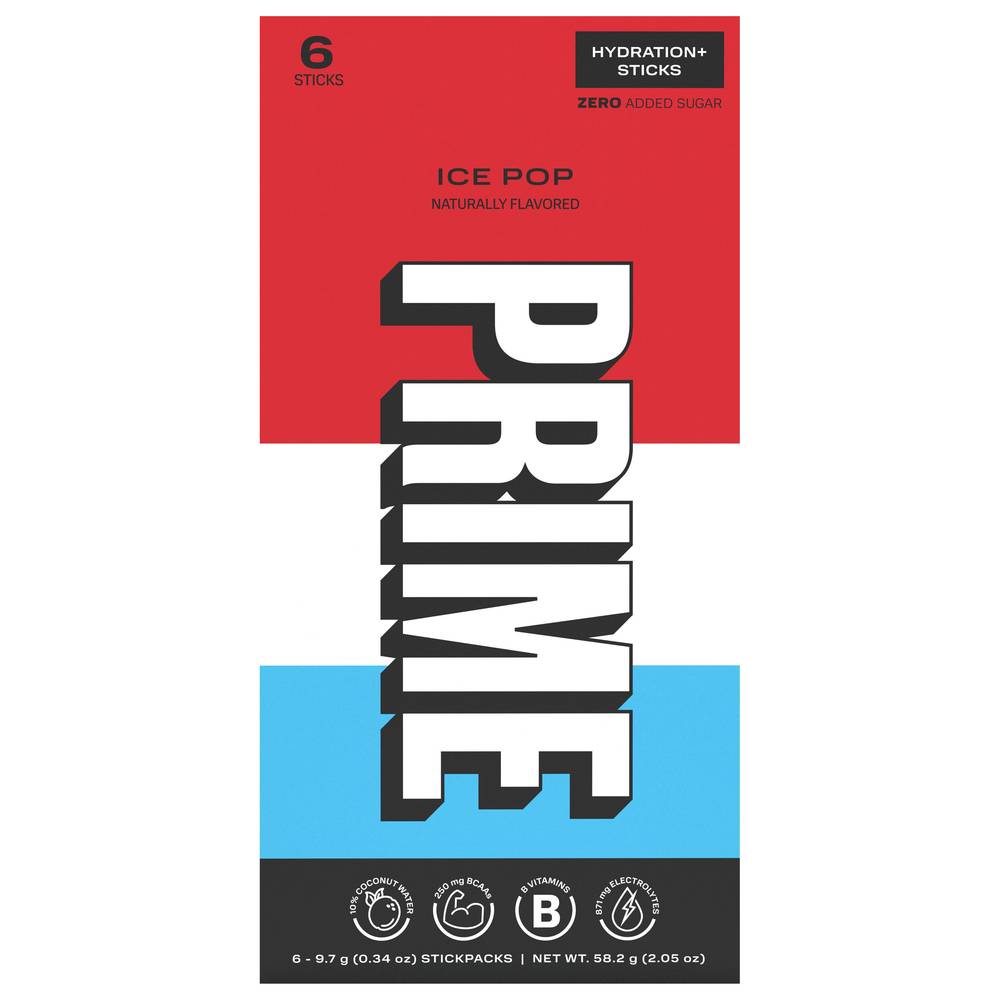 Prime Hydration + Sticks, Ice Pop (0.34 oz, 6 ct)