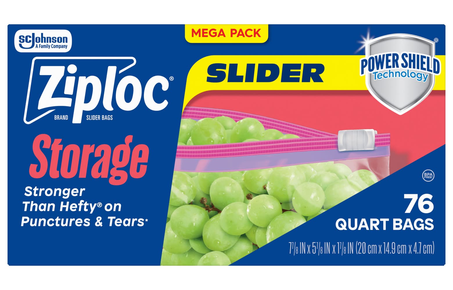 Ziploc Quart Storage Slider Bags