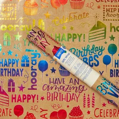 Spritz Rainbow Hollow Gift Wrapping Paper, 20 sq ft
