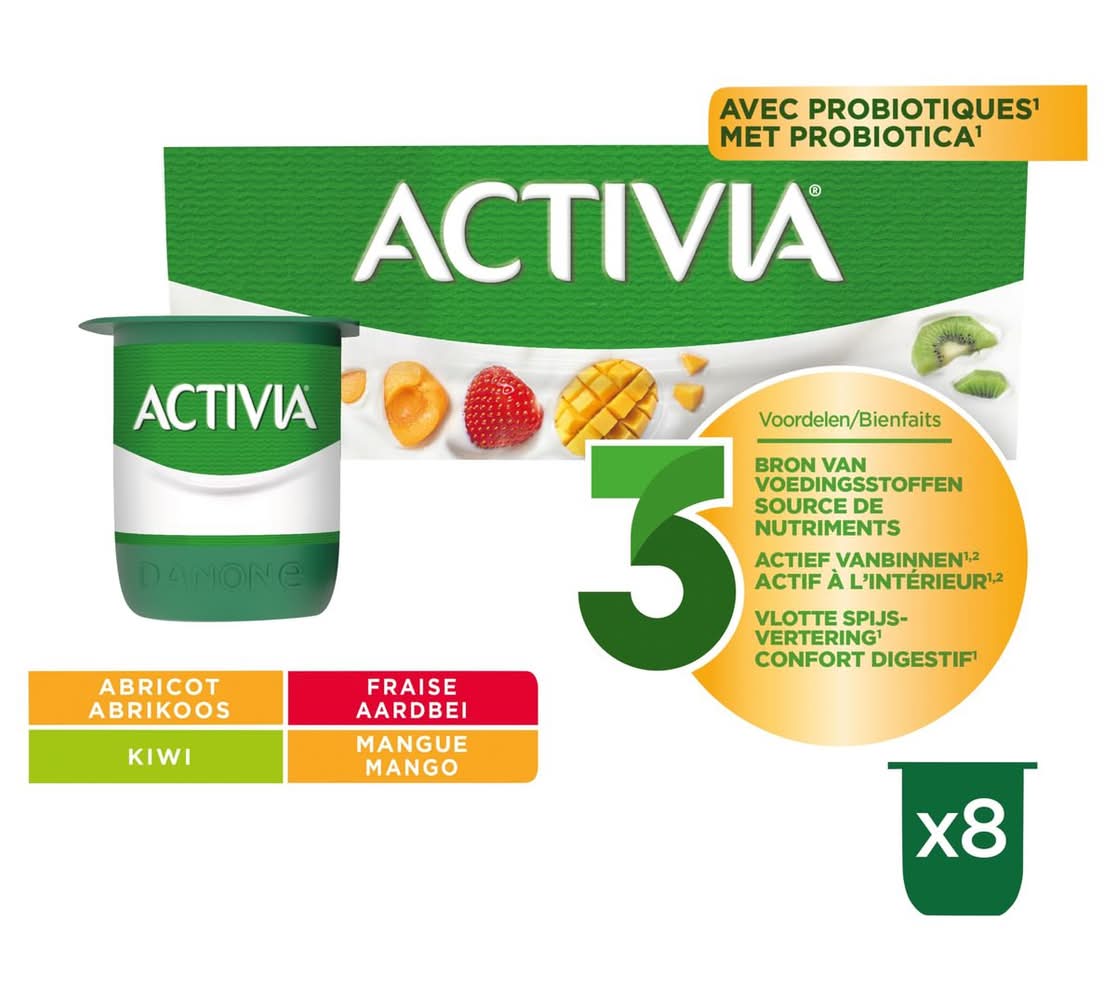 Activia Yoghurt Geel Fruit met Probiotica 8 x 125 g