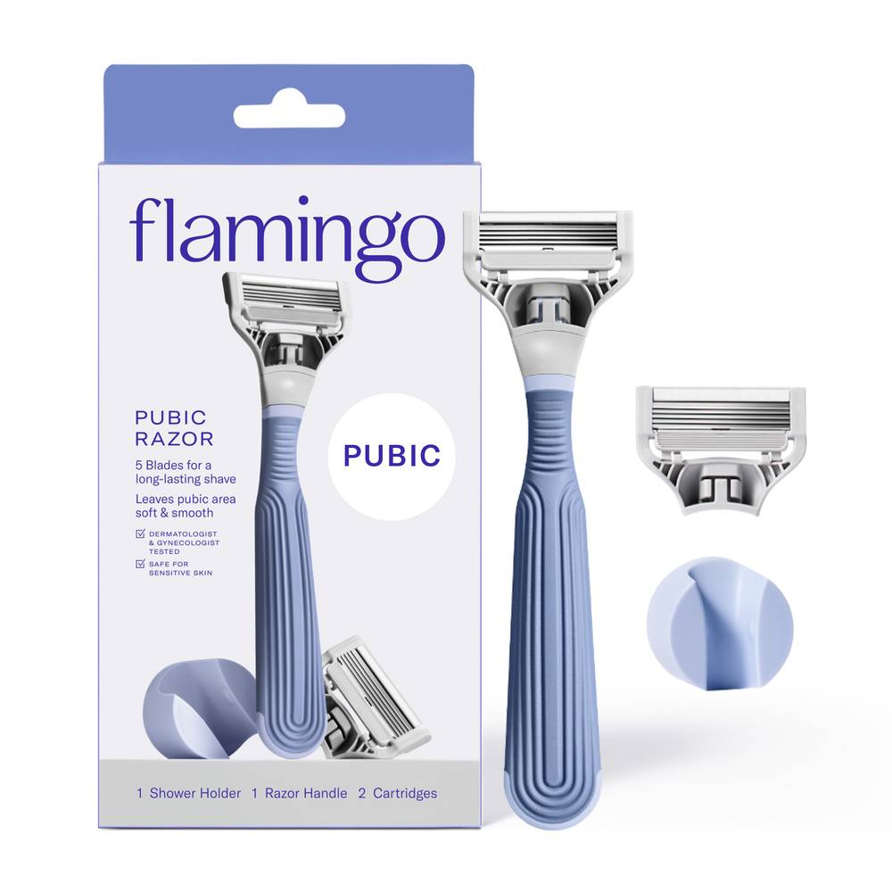 Flamingo 5 Blade Pubic Razor + 2 Razor Blade Refills