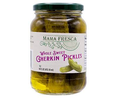 Mama Fresca Whole Sweet Gherkin Pickles, 16 Oz.