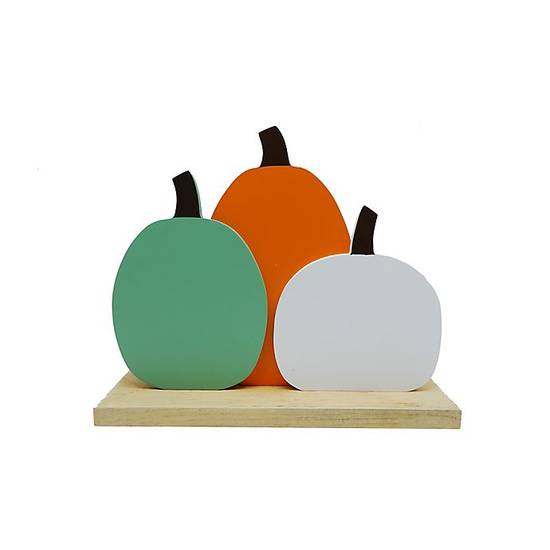 H for Happy™ 11-Inch Triple Pumpkin Shelf Sitter in White/Orange