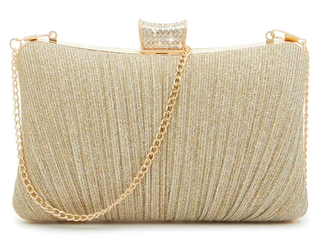 Kelly & Katie Glitter Pleat Clutch (Gold One Size)