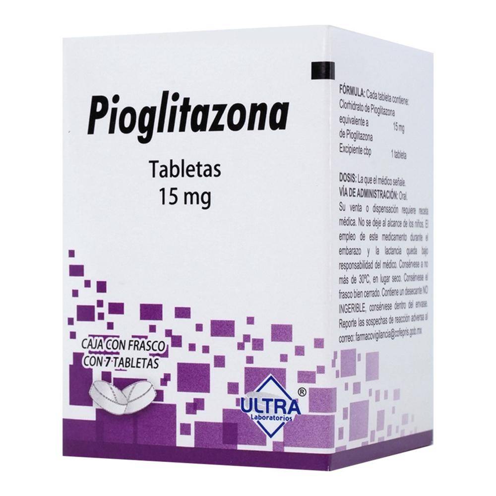 Ultra laboratorios pioglitazona tabletas 15 mg (caja 7 piezas)