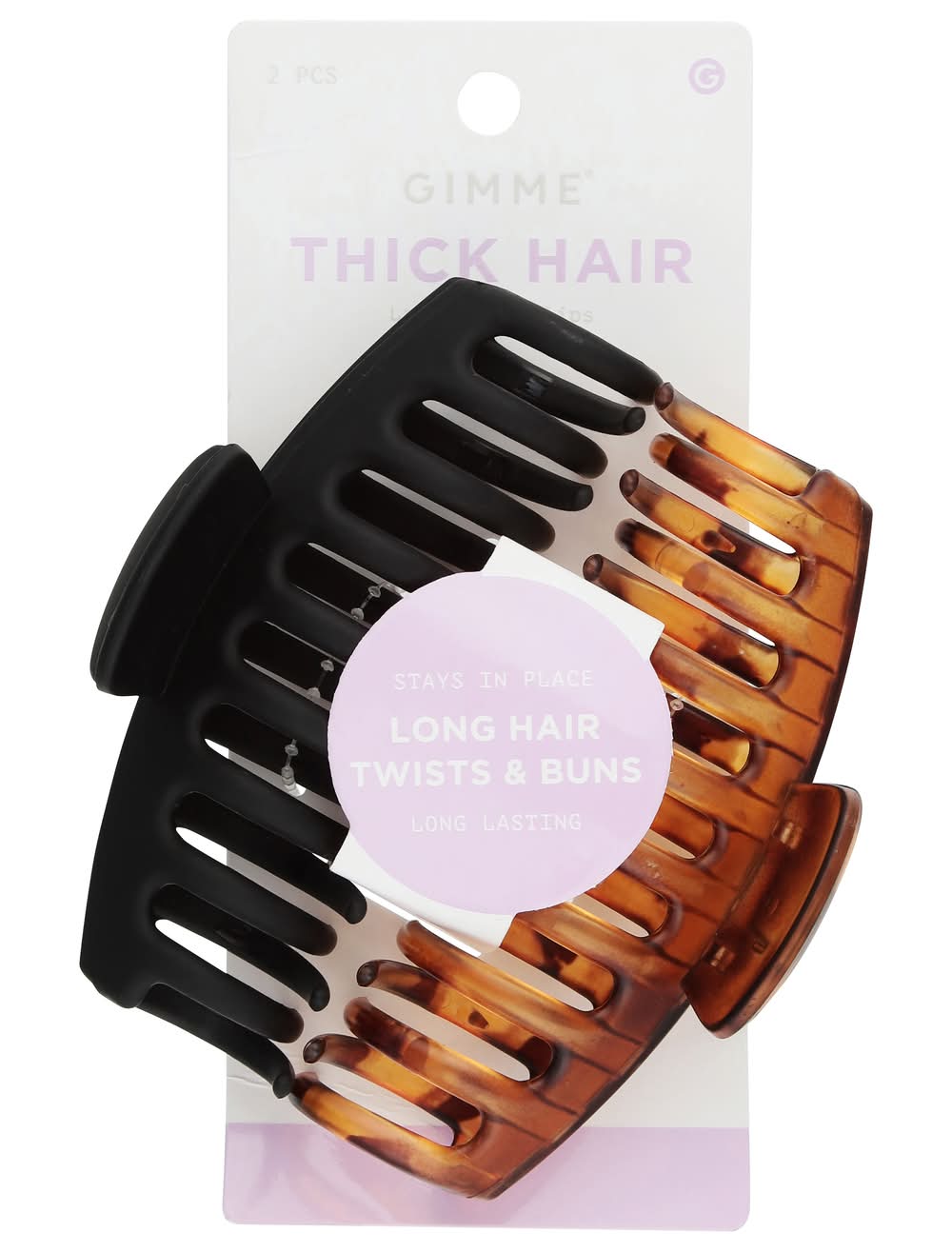 Gimme Beauty Thick Hair Claw Clips, Black-Tortoise