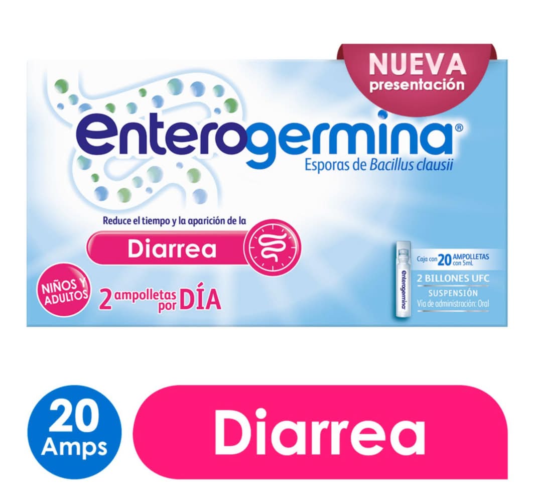 Enterogermina · Esporas de bacillus clausii en ampolletas (20 x 5 ml)