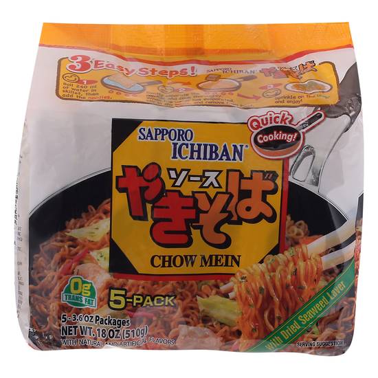 Sapporo Ichiban Chow Mein With Dried Seaweed (5 ct)