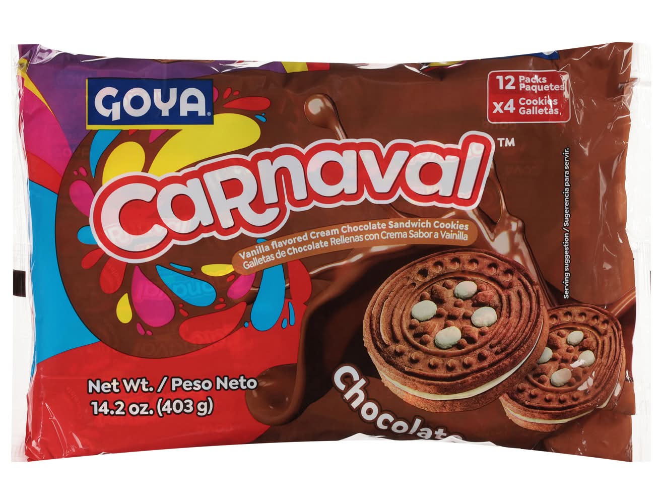 Goya Cream Chocolate Sandwich Cookies, Vanilla (14.2 oz, 12 ct)