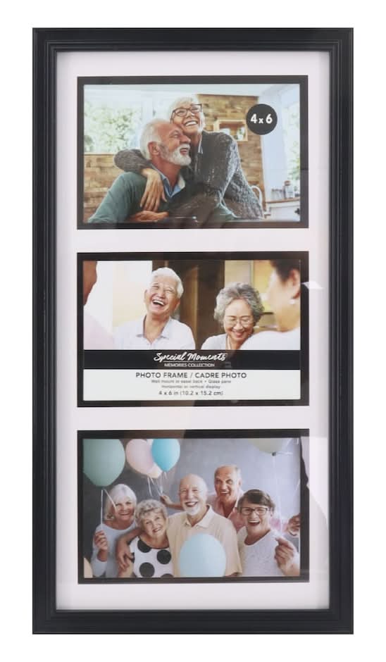 Special Moments 3 Picture Collage Photo Frame, 14.75x7.87 in, Black
