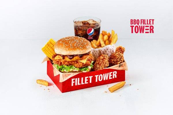BBQ Fillet Tower Box Meal With 2 Hot Wings