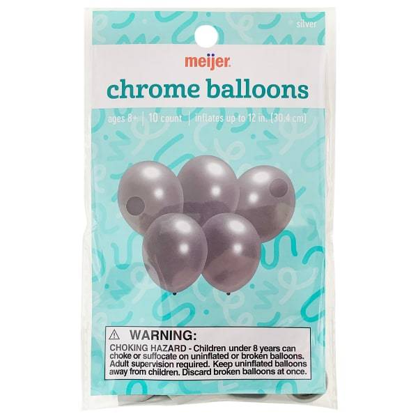 Meijer Party Chrome Silver Balloons, 10 ct