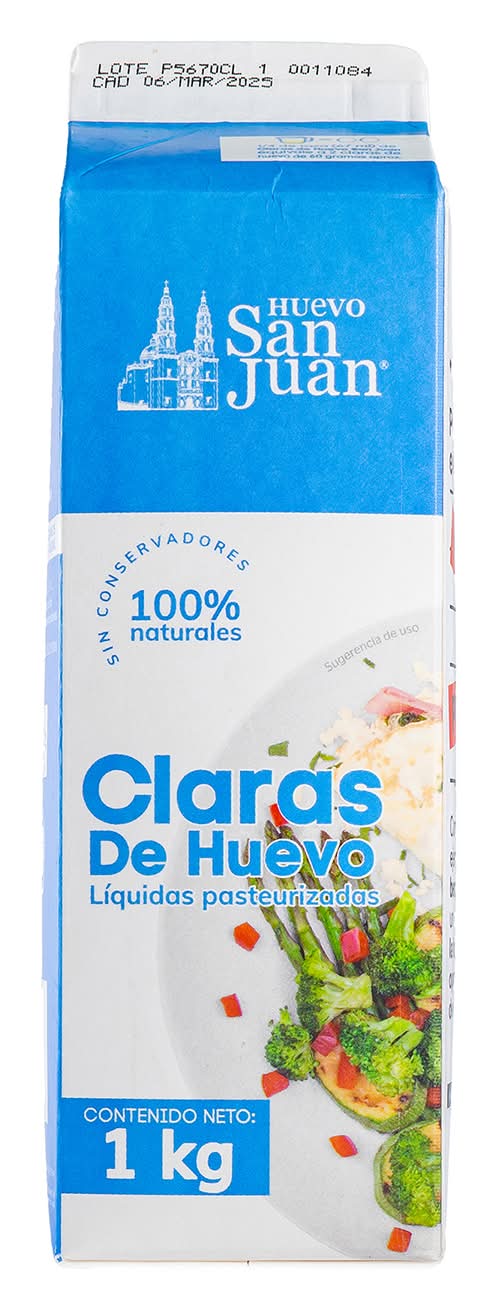 San Juan · Claras de huevo líquido pasteurizado (1 kg)