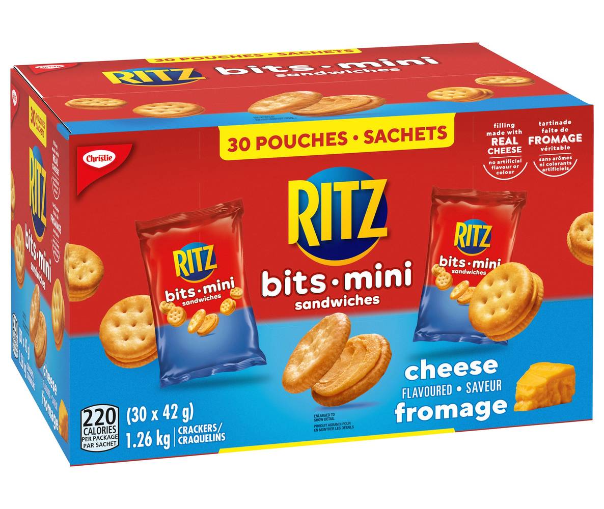 Ritz - Bits Mini Sandwiches, Craquelins À Saveur De Fromage, 30 × 42 G / Ritz Bits Mini Sandwiches, Cheese Flavoured Crackers, 30 × 42 G