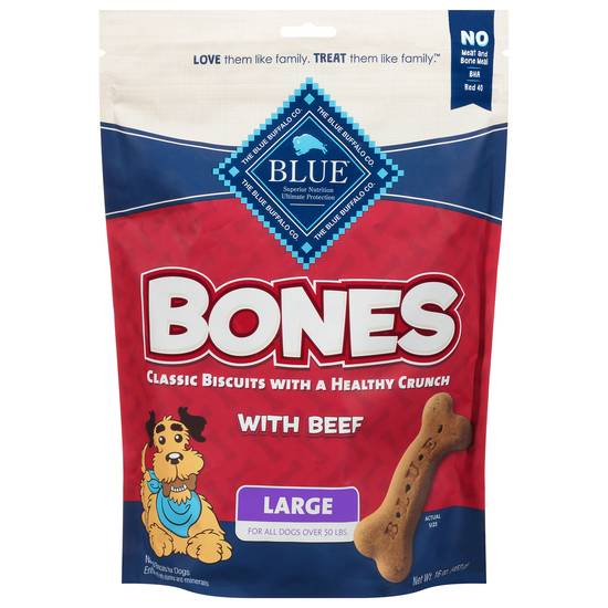Blue Buffalo Natural Crunchy Large Beef Bones Biscuits Dog Food