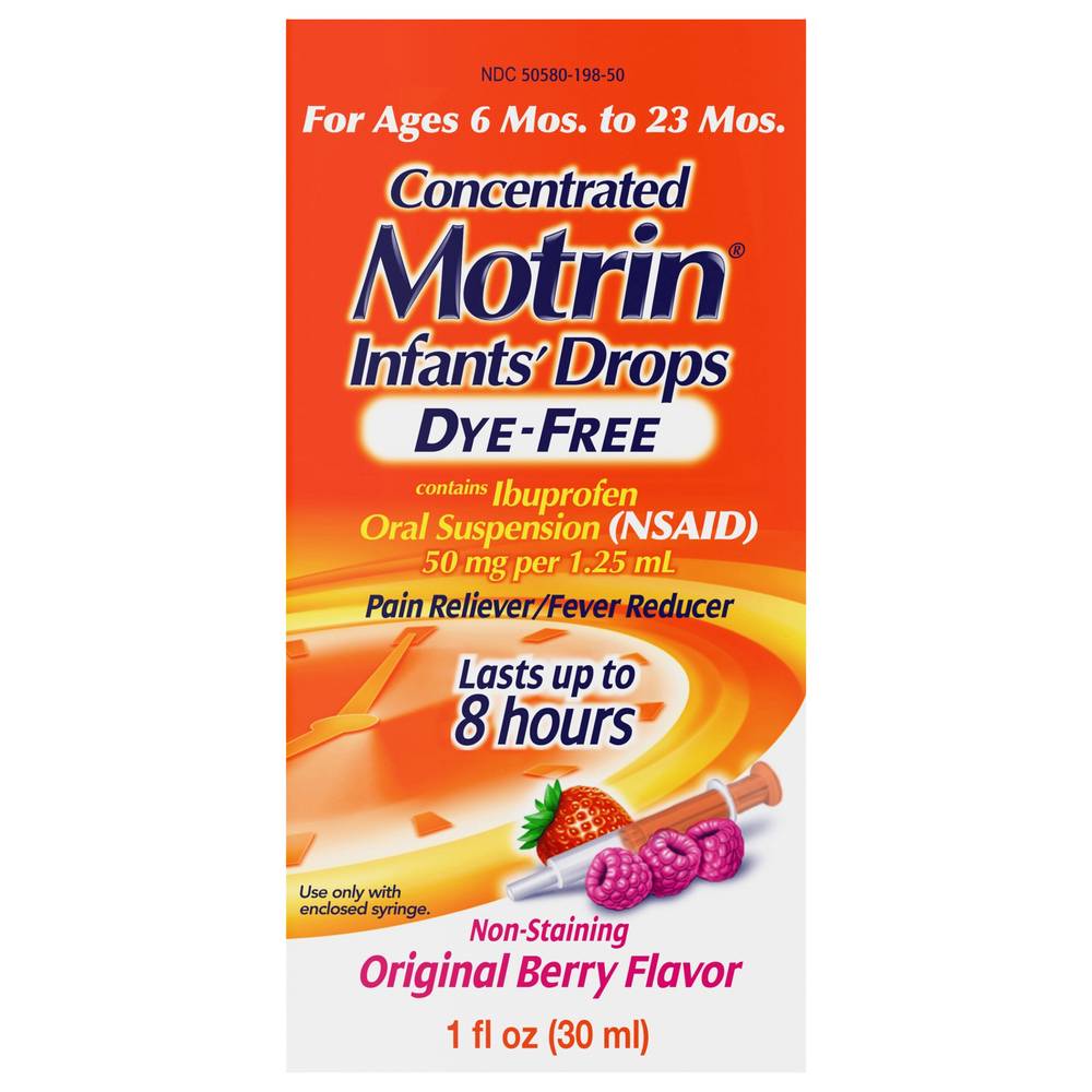 Motrin Concentrated Drops, Dye-Free, Berry (1 fl oz)