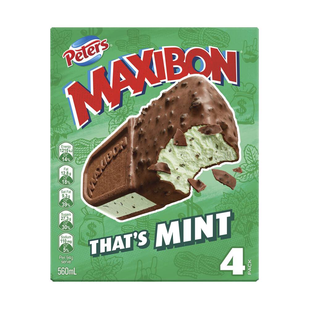 Peters Maxibon Ice Cream Thats Mint 4 pack 560ml