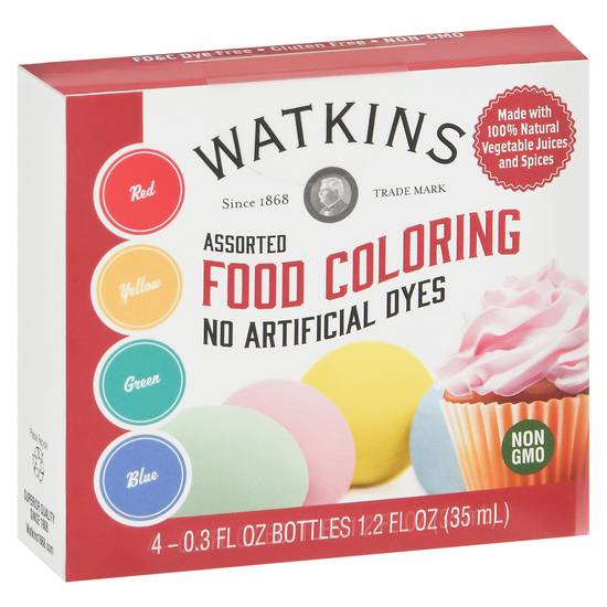 Watkins Assorted Food Coloring No Artificial Dyes (red-yellow-green-blue)