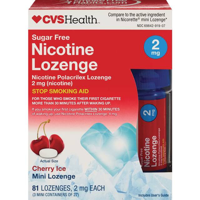 CVS Health Sugar Free Nicotine Mini Polacrilex Lozenges, Cherry (81 ct)