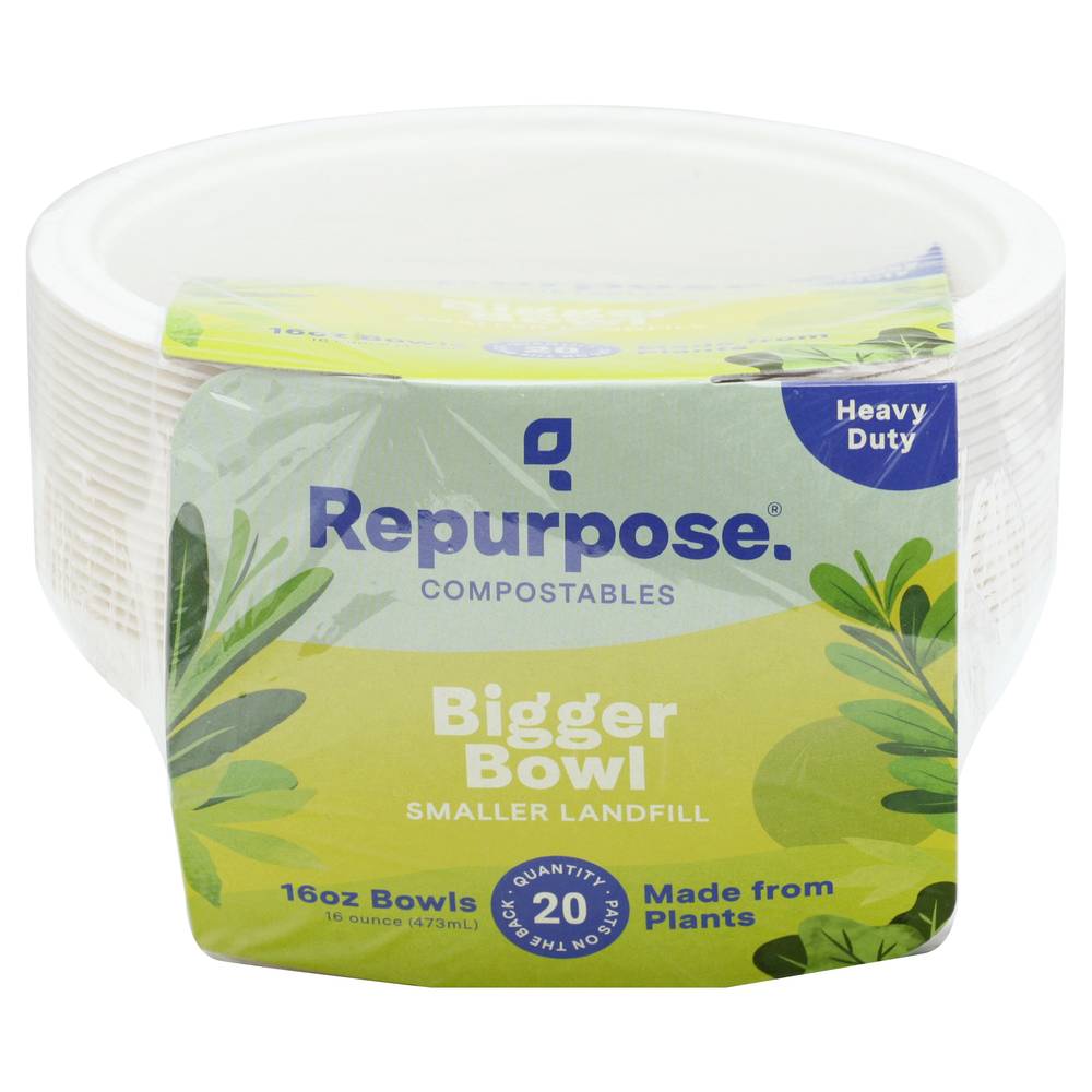 Repurpose Plant Made 16 oz Heavy Duty Compostable Bowls (20 bowls)