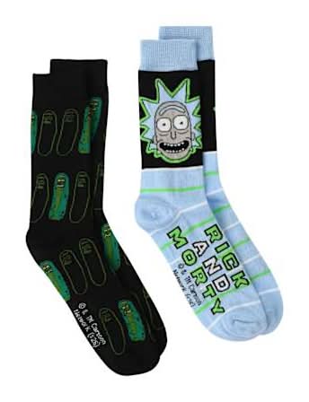 Young Mens Licensed Crew Socks 2-Pairs Rick & Morty