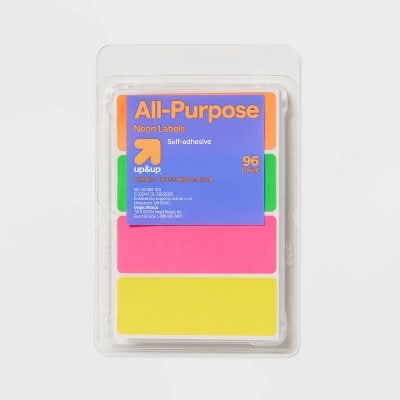 up&up Neon Labels Self Adhesive, 1in x 2.75in (96 ct)
