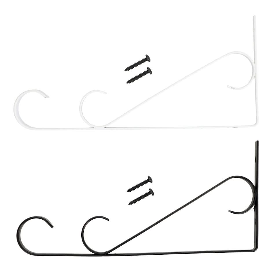 Garden Collection Metal Hanging Plant Brackets, 8.8x3.8 in, Black