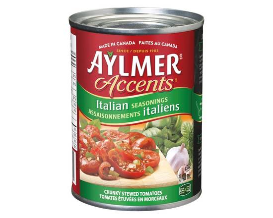 Aylmer · Tomates Aylmer Accents, Italiennes étuvées (540 ml) - Accents Italian Stewed Tomatoes (540 ml)