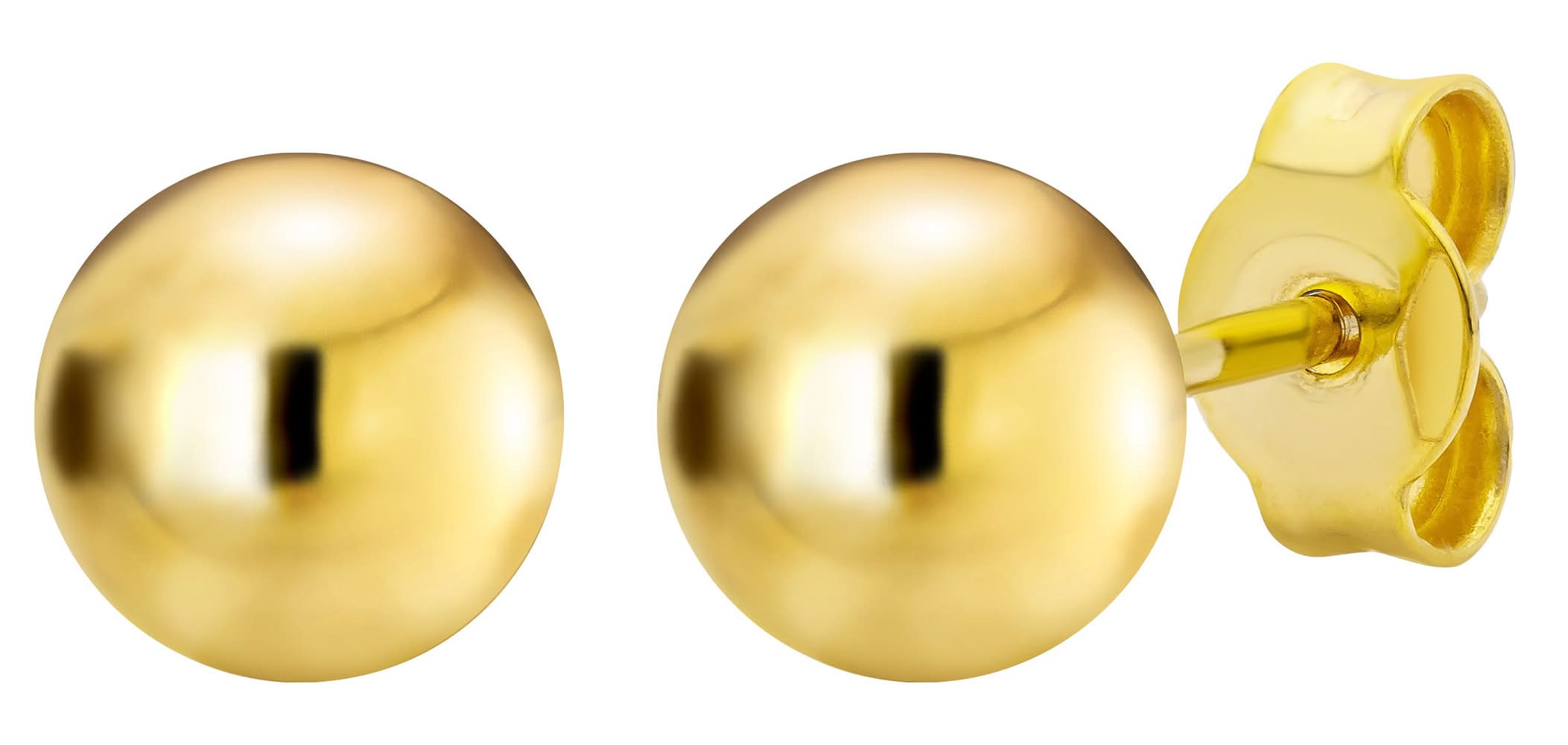 14kt Gold High Polish Round Stud Earrings, Yellow Gold