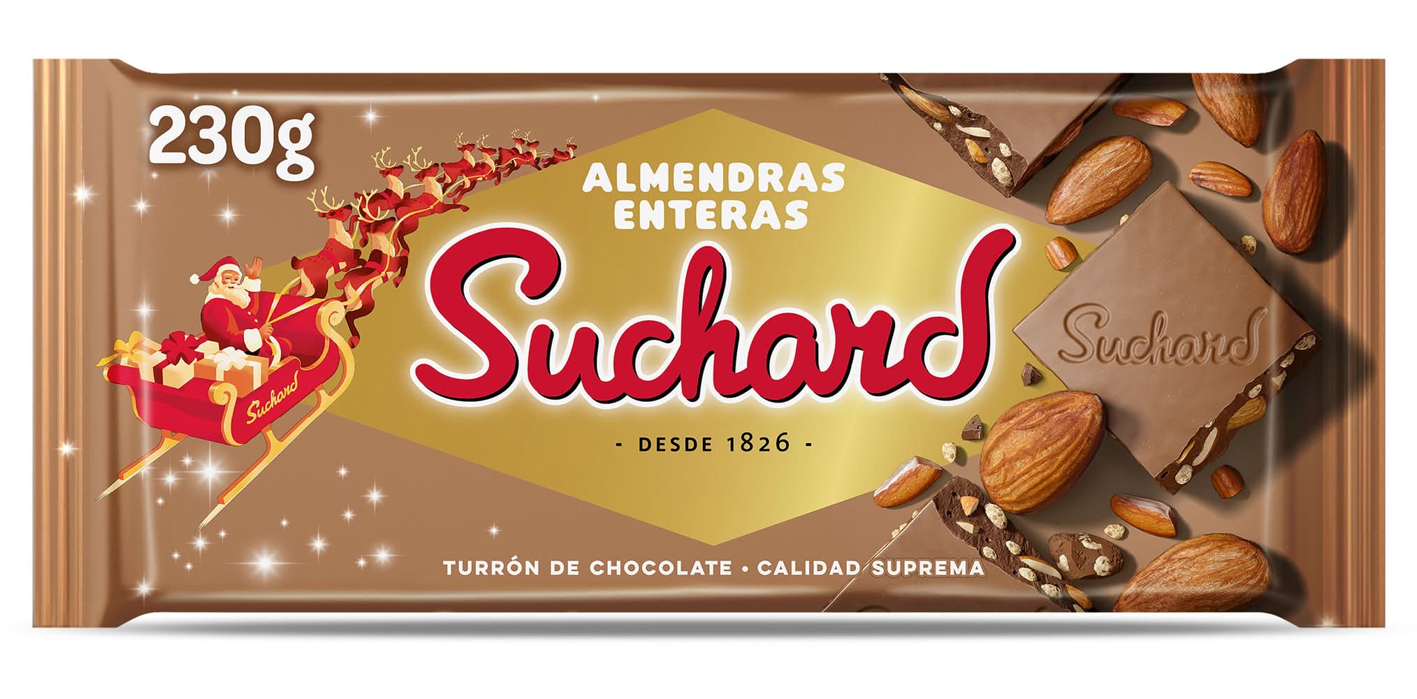 Turrón De Chocolate Con Almendras Enteras Suchard 230 G