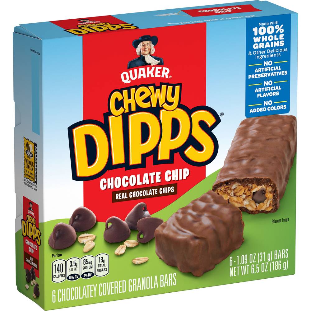 Quaker Chewy Dipps Granola Bars, Chocolate Chip (1.09 oz, 6 ct)